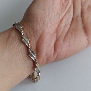 VINTAGE 10K GOLD Natural Diamonds Tennis Bracelet Stamped JAFA